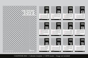 Calendar 2022 design, The year of the Tiger monthly cards templates, Set of 12 month vector