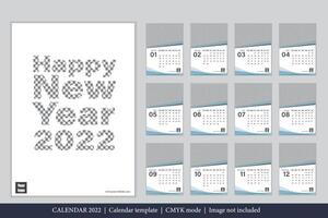 Calendar 2022 design, The year of the Tiger monthly cards templates, Set of 12 month vector