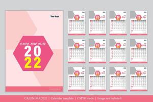 Calendar 2022 design, The year of the Tiger monthly cards templates, Set of 12 month vector