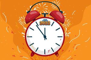 Time to countdown on New Year cartoon with lettering vector illustration