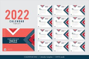 Calendar 2022 design, The year of the Tiger monthly cards templates, Set of 12 month vector