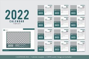 Calendar 2022 design, The year of the Tiger monthly cards templates, Set of 12 month vector