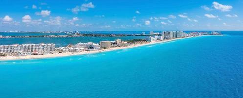 Aerial view of Punta Norte beach, Cancun, Mexico. photo