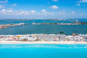 Aerial view of Punta Norte beach, Cancun, Mexico. photo