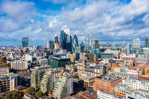 Aerial panoramic scene of the London city financial district photo