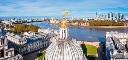 Panoramic aerial view of Greenwich Old Naval Academy by the River Thames photo