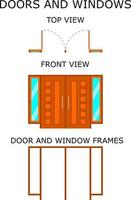 vista superior, puerta de vista frontal, icono de puerta vector