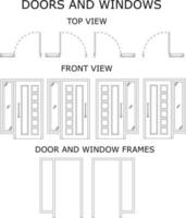 Top view, front view door, door icon, door outline vector