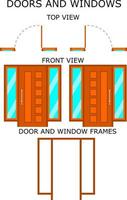 cuadros a color de puertas y ventanas. puertas individuales. icono de puerta vector