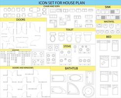 Illustration vector graphic of icon set for house plan good for suitable for home design, civil works, interior, etc