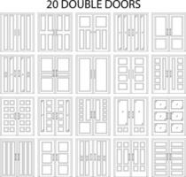 Illustration vector graphic of double door front view suitable for your home design and home poster design on architectural work