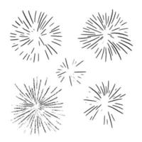 Firework explosion in night. Firecracker rocket bursting in big sparkling star balls. vector