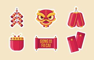 Set of Chinese New Year Sticker vector