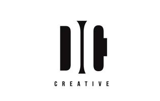 DC D C White Letter Logo Design with Black Square. vector