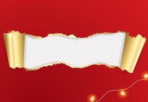 Transparent Background with gold torn paper. Horizontal template poster, greeting cards, headers, website. vector