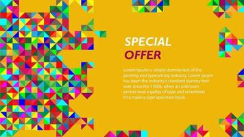 Abstract background with multi-colored triangles. Decorative web layout or poster, offer, banner. vector