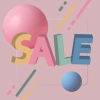 Sale poster or flyer design. 3D word Sale on PINK background. Vector illustration.