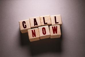 Call Now Word with Wooden Cubes photo