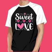 dulce amor diseño de camiseta del día de san valentín vector