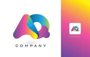 Letra del logotipo de AQ con hermosos colores vibrantes del arco iris. colorido vector de letras moradas y magentas de moda.