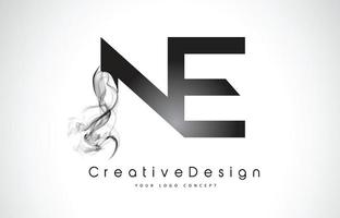 NE Letter Logo Design with Black Smoke. vector