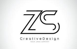 Diseño del logotipo de la letra zs zs en colores negros. vector