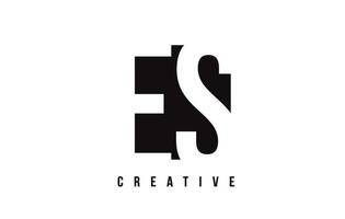 ES E S White Letter Logo Design with Black Square. vector