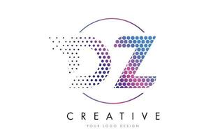 DZ D Z Pink Magenta Dotted Bubble Letter Logo Design Vector