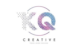 KQ K Q Pink Magenta Dotted Bubble Letter Logo Design Vector