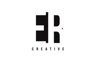 ER E R White Letter Logo Design with Black Square. vector