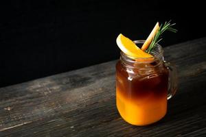 black coffee with orange and lemon juice photo