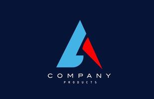 blue red A alphabet letter logo icon. Design for company and business vector