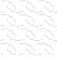 Vector seamless pattern. Blue-gray willow pattern on a white background. Vector drawn isolated.