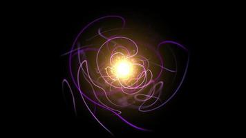 movimiento animado de una meditación espiritual en una bola abstracta en un fondo oscuro energía brillante que fluye en una bola de cristal mágica