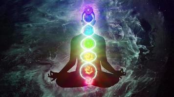 Human energy body, aura, chakra in meditation video