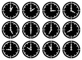 Time clock line icons  Alarm and Smartwatch Time  24 hour clock vector