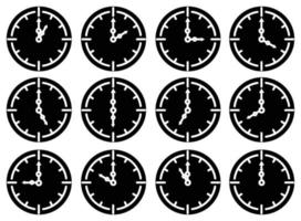 iconos de línea de reloj de tiempo alarma y reloj inteligente reloj de 24 horas vector