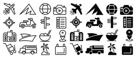 vacation tourism travel thick line,Travel icons set Tourism simple icon collection vector