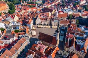 Medieval Tallinn, aerial view on the bright photo