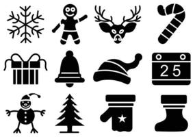 Set of flat and  Christmas icons,Collection of christmas related line icons vector