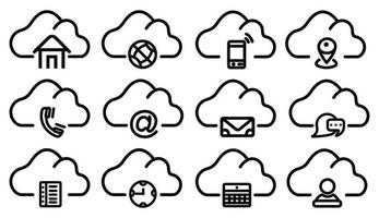 cloud contact  icon flat symbol vector, with contact us set icon vector
