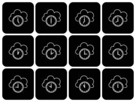 Simple cloud with alarm clock , Cloud computing time.Timer with cloud outline vector