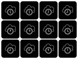 Simple cloud with alarm clock , Cloud computing time.Timer with cloud outline vector