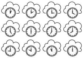 Simple cloud with alarm clock , Cloud computing time.Timer with cloud outline vector