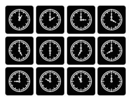 iconos de línea de reloj de tiempo alarma y reloj inteligente reloj de 24 horas vector