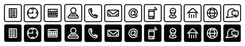 contáctenos conjunto de iconos, vector de icono de conjunto de sitio web, conjunto de conjunto de iconos web, icono de información de contacto de tarjeta de visita.