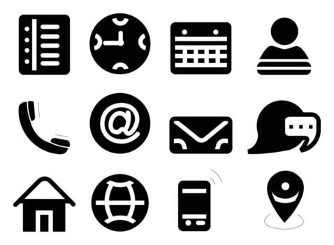 Contact us icon set,Website set icon vector,Set of Web icon set,Business card contact information icon. vector