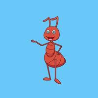 caricatura linda hormiga sonriendo ilustración vectorial