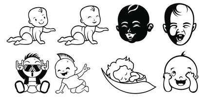 icono de desarrollo de niña bebé, etapas de crecimiento infantil. hitos de los niños pequeños desde el primer año hasta la edad adulta vector
