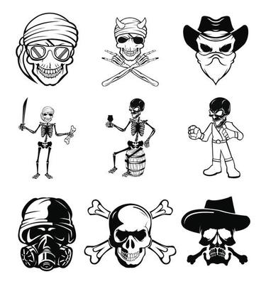 Skull cross bone vector pirate icon logo Halloween ghost,skull head